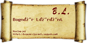 Bognár Lóránt névjegykártya